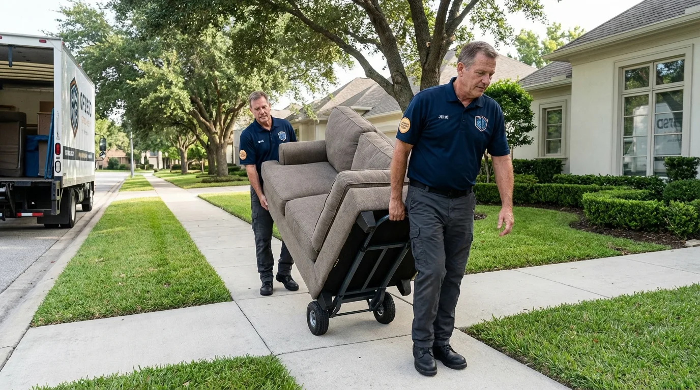 Local residential moving crew loading furniture in Waterford, NY