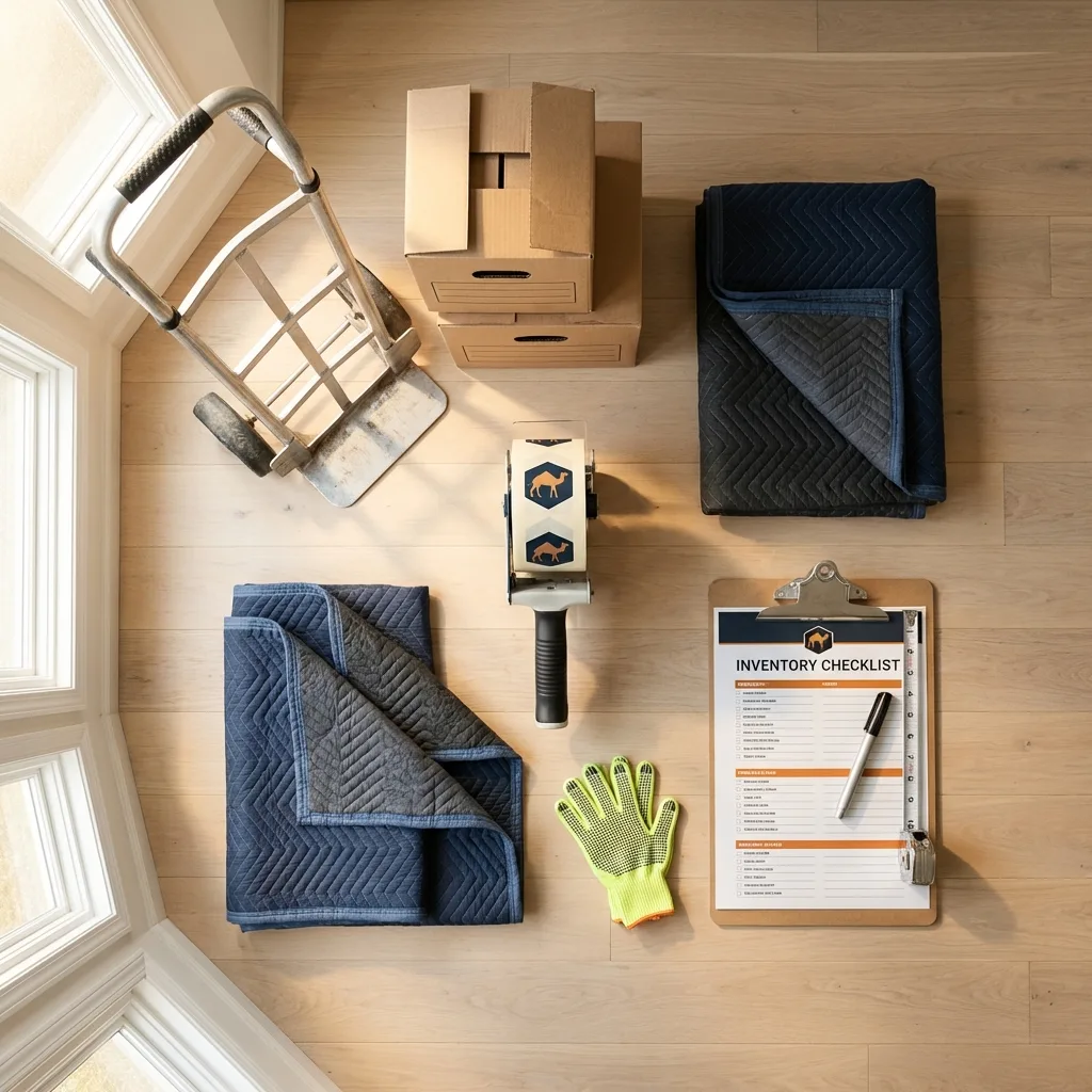 Professional moving supplies and packing materials layout for Waterford residential relocations